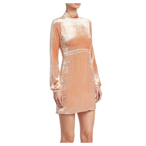 ALC Velvet Orange Retro Indie Moody Long Sleeve Sheath Dress Size 2 Gemma - Picture 1 of 10